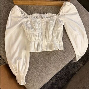 Astr White Ruched Blouse